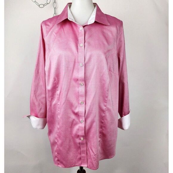 Talbots NWT Womens 18W Petite Red Long Sleeve Wrinkle Resistant Top MSRP $79.50 - Picture 1 of 5